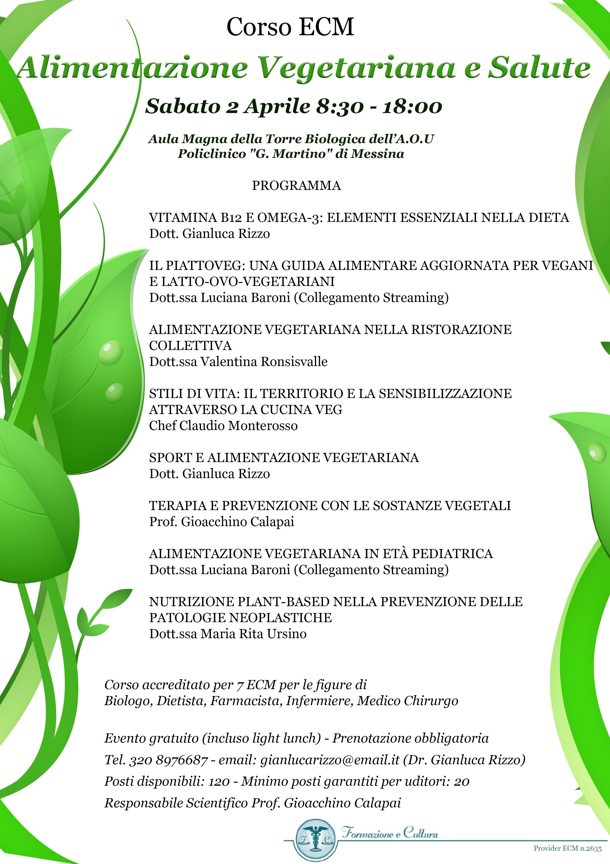 Messina. Convegno su “Alimentazione vegetariana e salute”