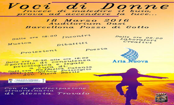 Barcellona. Aps Aria Nuova, ‘Voci di donne’ l’evento per celebrare il genere femminile