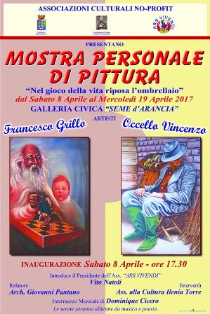Barcellona. Personale di Pittura di Francesco Grillo e Vincenzo Occello alla Galleria Civica “Seme d’Arancia”