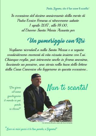 Novara di Sicilia. “Un pomeriggio con Rirì” per ricordare l’amato Padre Enrico