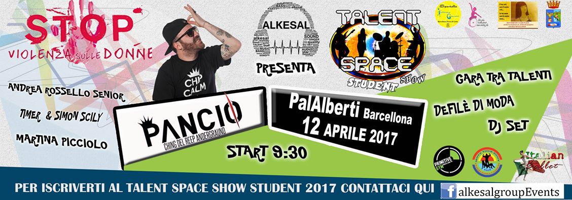 Barcellona. Al via domani ‘Talent Space Show Student’ tra musica, parole e dibattito sulla violenza sulle donne. Special Guest IL PANCIO