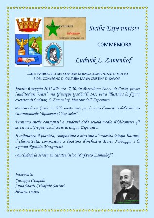 Barcellona. “Sicilia Esperantista” commemora Ludwik L. Zamenhof