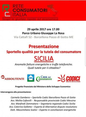 Barcellona. Presentazione ‘Sportello a tutela del consumatore’, interessante incontro su “Anomalie, fatture energetiche e truffe telefoniche. Quali tutele per il cittadino?”