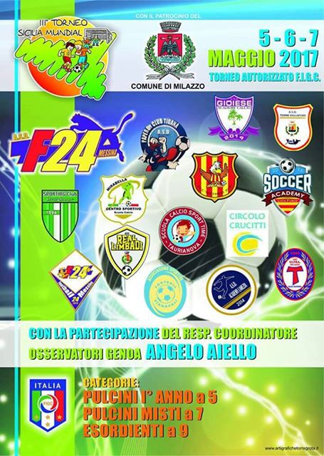 Milazzo. Al via domani il torneo di calcio giovanile “Sicilia Mundial”