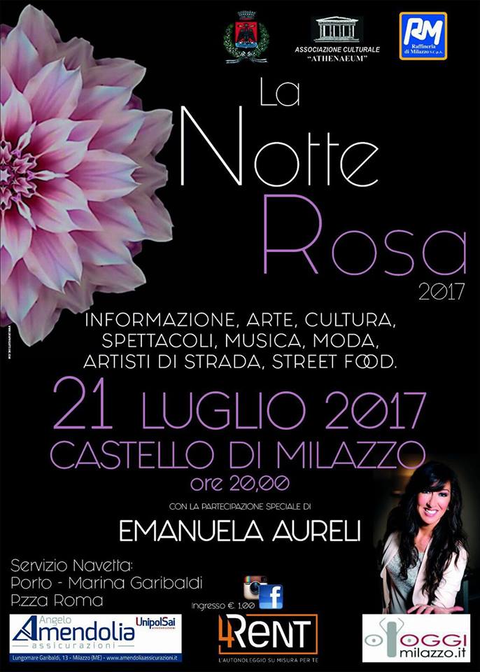 Milazzo. Mercoledì presentazione “Notte rosa 2017”, ospite l’attrice-imitatrice Emanuela Aureli