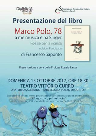 Barcellona. Oratorio Salesiano, presentazione di “Marco Polo, 78 a me musica è na Singer” di Francesco Saporito