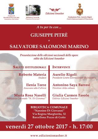 Barcellona PG. “A tu per tu… con Giuseppe Pitrè e Salvatore Salomone Marino” alla Biblioteca Comunale “Nannino Di Giovanni”