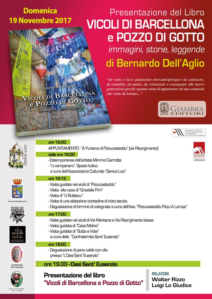 Barcellona PG. Terza presentazione del libro di Bernardo Dell’Aglio sui vicoli della città tra “Immagini, storie, leggende”