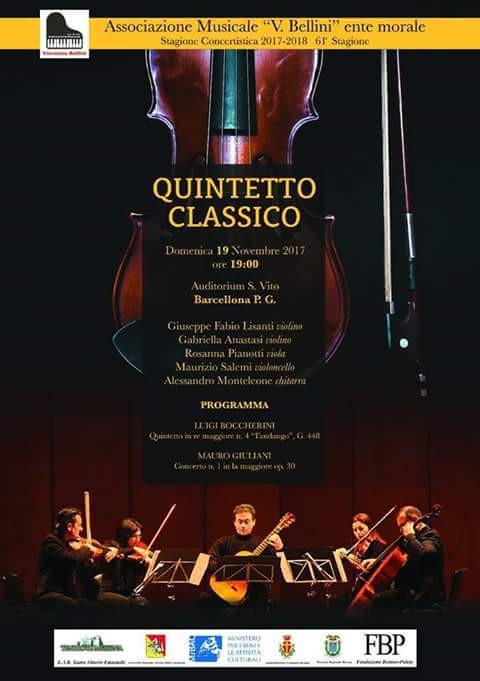 Barcellona PG. Il concerto del “Quintetto Classico” all’Auditorium San Vito