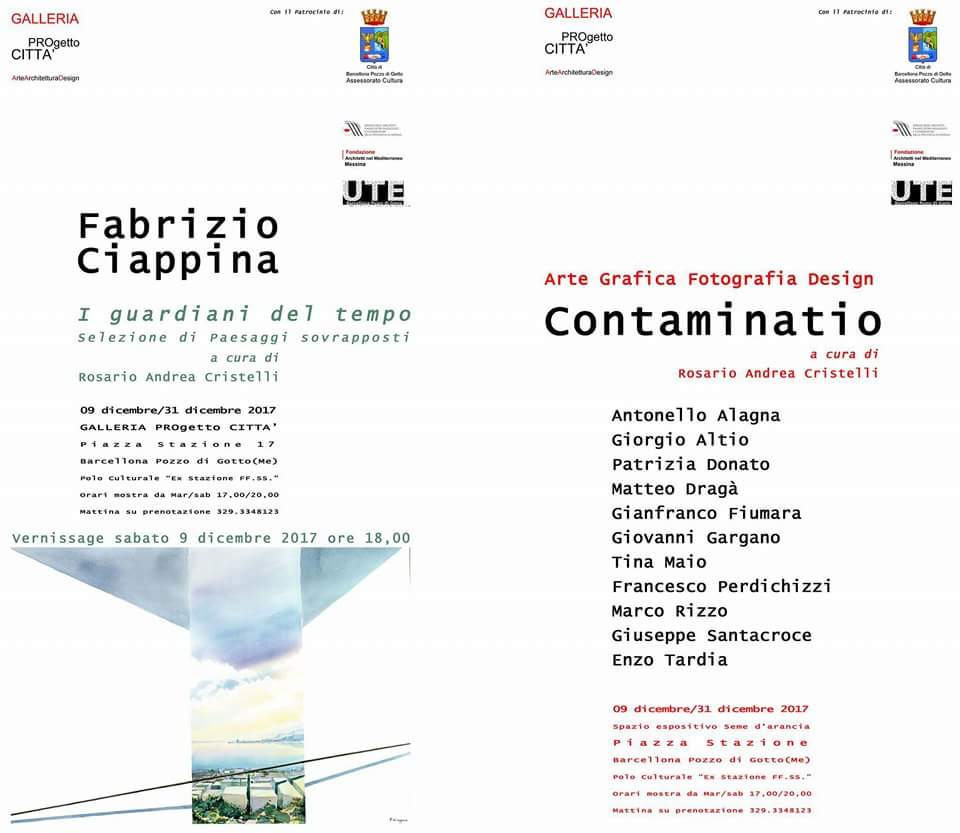 Barcellona PG. La Personale di Fabrizio Ciappina e la Collettiva “Contaminatio” alla GALLERIA PROgetto CITTA’