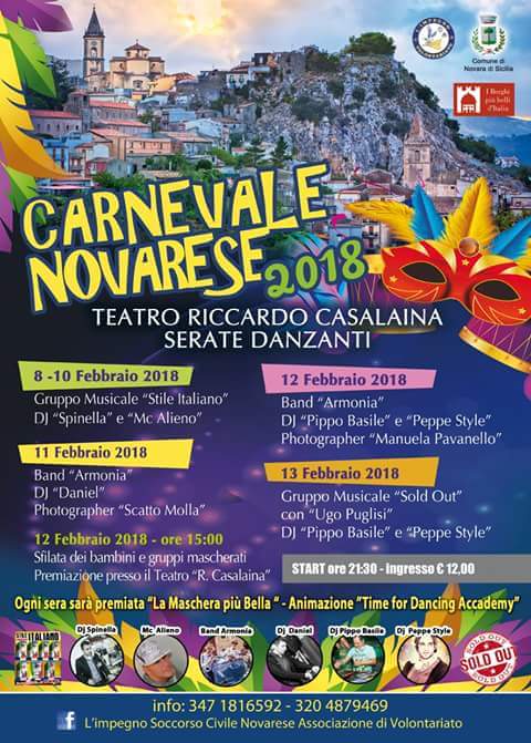 Novara di Sicilia. Il “Carnevale Novarese 2018” al Teatro Casalaina