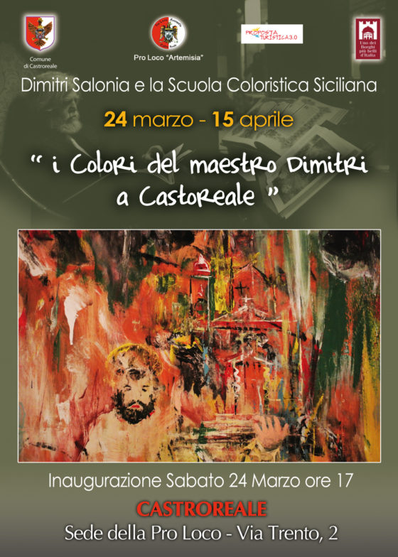 Castroreale. Successo alla Mostra “I Colori del maestro Dimitri” dell’artista Dimitri Salonia e della Scuola Coloristica Siciliana. Realizzata opera sulla processione del Cristo Lungo