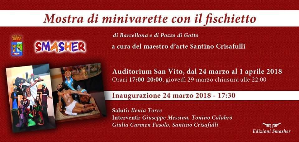 Barcellona PG. La Mostra di minivarette con il fischietto del maestro d’arte Santino Crisafulli