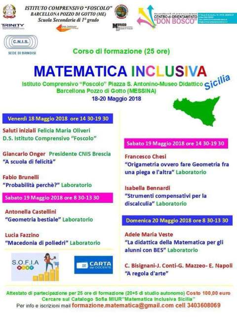 Barcellona PG. Corso di formazione “MATEMATICA INCLUSIVA- SICILIA” al Museo Didattico “Foscolo “