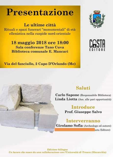 Capo d’Orlando. L’archeologo Girolamo Sofia presenta “Le ultime città” alla Biblioteca Comunale “E. Mancari”