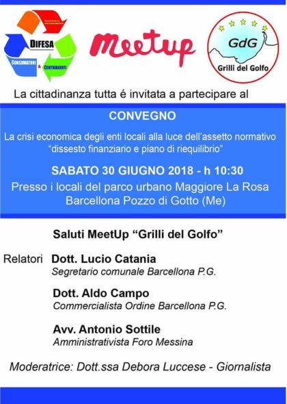 Barcellona PG. Convegno “La crisi economica degli enti locali alla luce dell’assetto normativo. Dissesto finanziario e piano di riequilibrio”