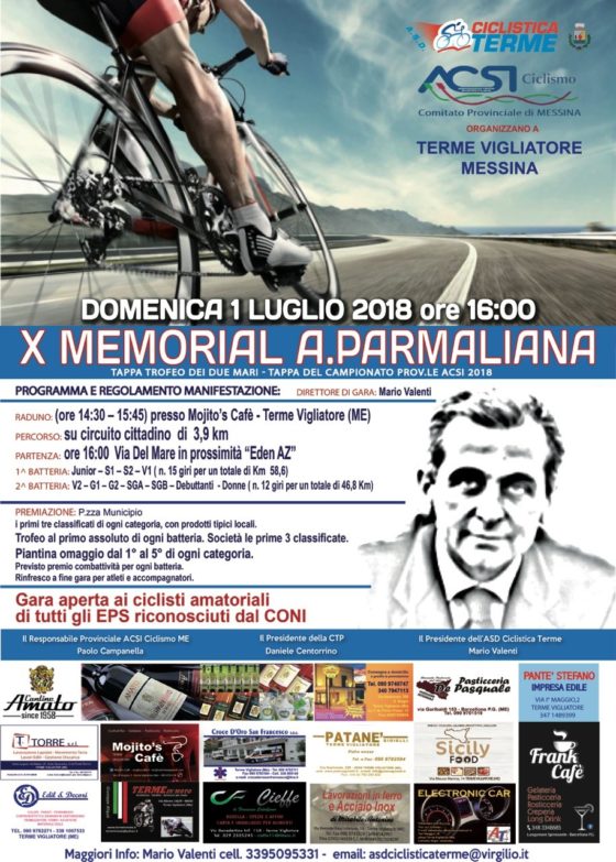 Terme Vigliatore. Ciclismo, domani il X Memorial Parmaliana