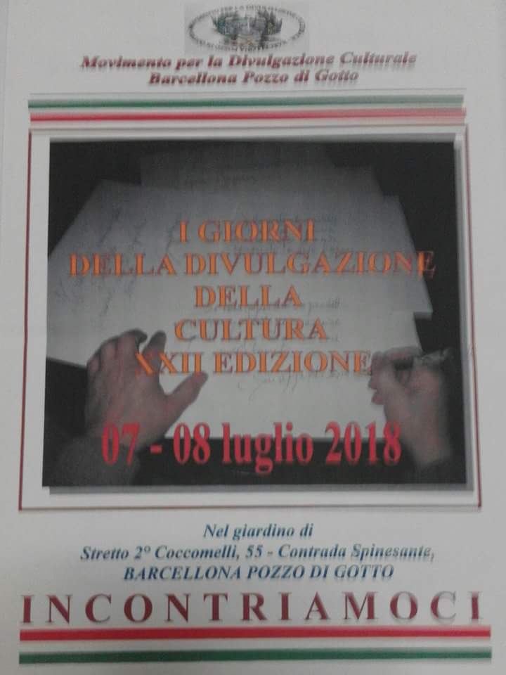 Barcellona PG. La XXII edizione dei Giorni della Divulgazione della Cultura. Un evento all’insegna di Arte, Musica e Poesia.