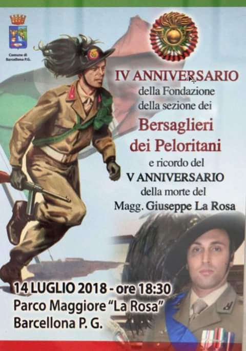 Barcellona PG. I Bersaglieri dei Peloritani festeggiano il loro IV Anniversario al Parco Urbano “Maggiore La Rosa”