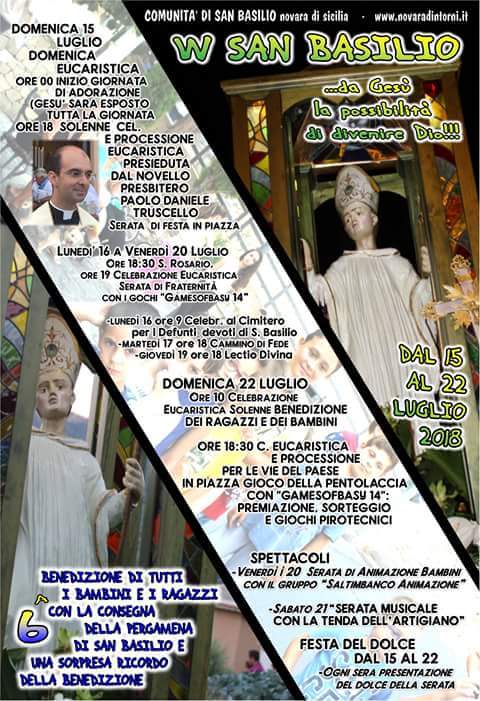 Novara di Sicilia. La Festa di San Basilio 2018, eventi religiosi, civili e la II edizione della “Tenda dell’Artigiano”