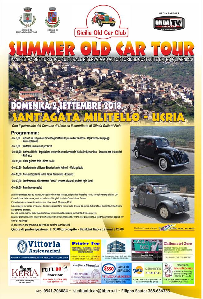 A Sant’Agata Militello, ‘Summer Old Car Tour’ domenica 2 settembre