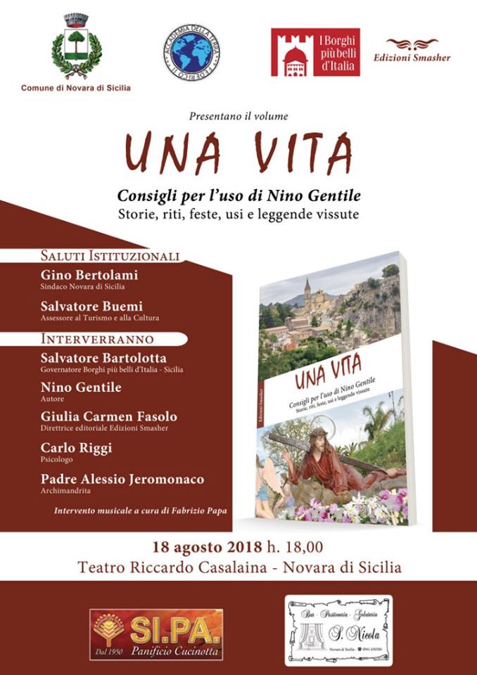 “Una vita” tra Barcellona, Castroreale  e Novara di Sicilia, Nino Gentile presenta il libro al Teatro Casalaina di Novara di Sicilia