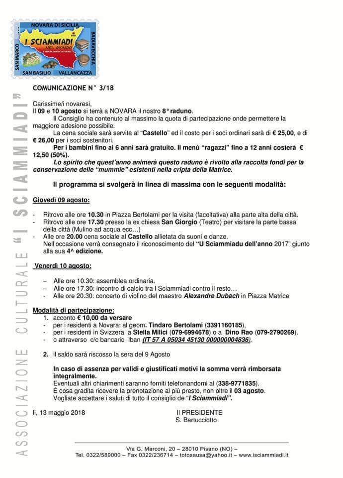 Novara di Sicilia. Il raduno degli “Sciammiadi” il 09 ed il 10 agosto 2018