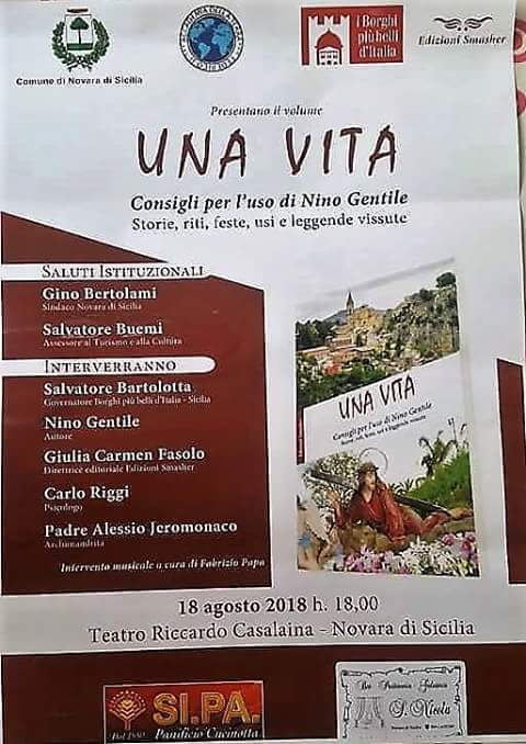 Novara di Sicilia. Nino Gentile presenta il libro “Una vita” al Teatro Comunale “Riccardo Casalaina”