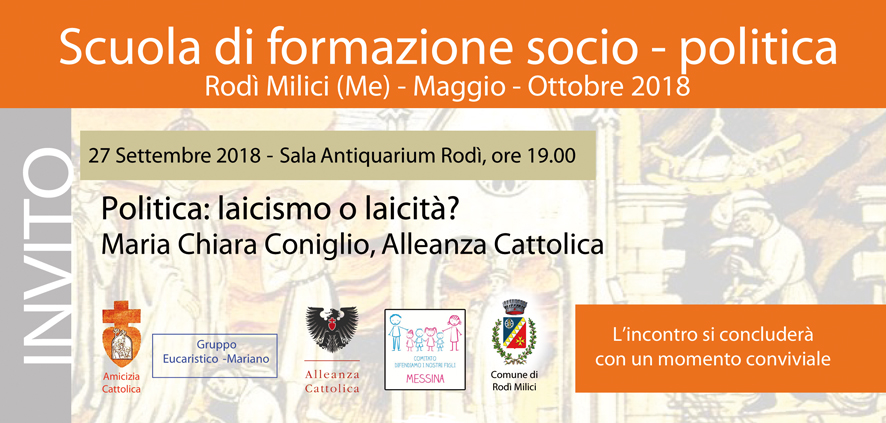 Rodì Milici. Scuola socio-politica, settimo incontro su “Politica: laicismo o laicità”