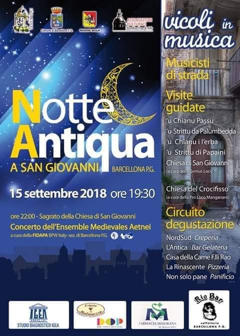 Barcellona PG. Notte Antiqua, sesta edizione a San Giovanni