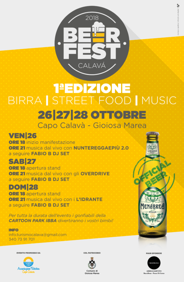 Gioiosa Marea. Tre giorni di musica, cibo e birra, al via I edizione ‘Beer Fest Calavà 2018’