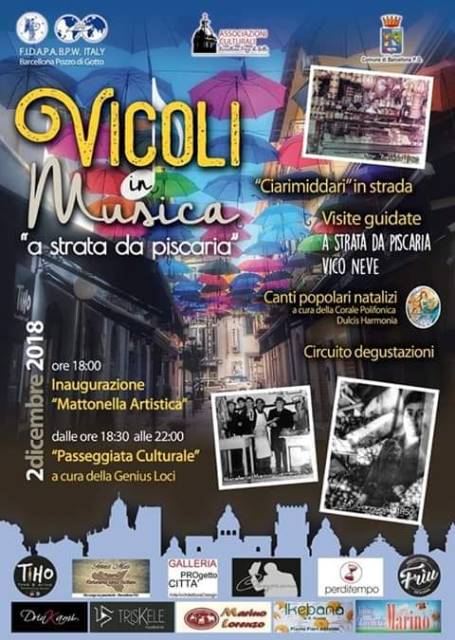 Barcellona PG. La Fidapa adotta “A Strata da Piscaria” nell’evento Vicoli in musica”