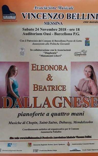 Barcellona PG. Eleonora e Beatrice Dallagnese in concerto all’Auditorium Oasi