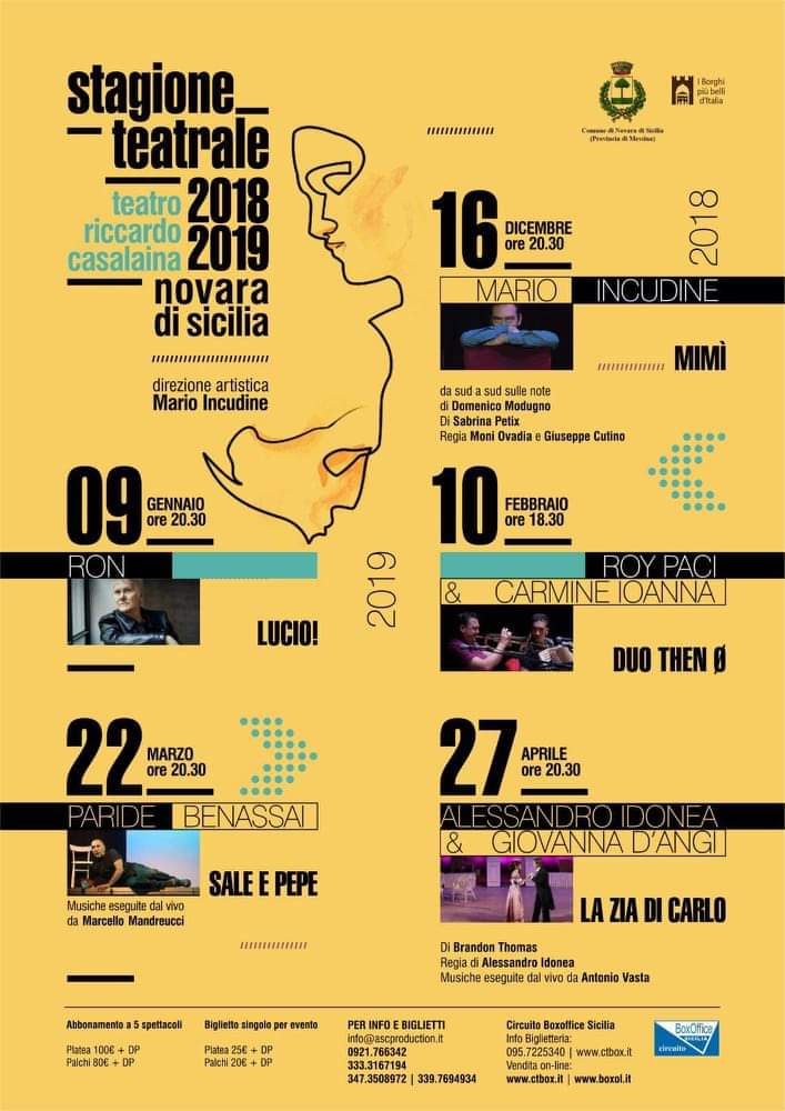 Novara di Sicilia. Teatro Casalaina, al via una Stagione 2018/2019 di grande qualità 