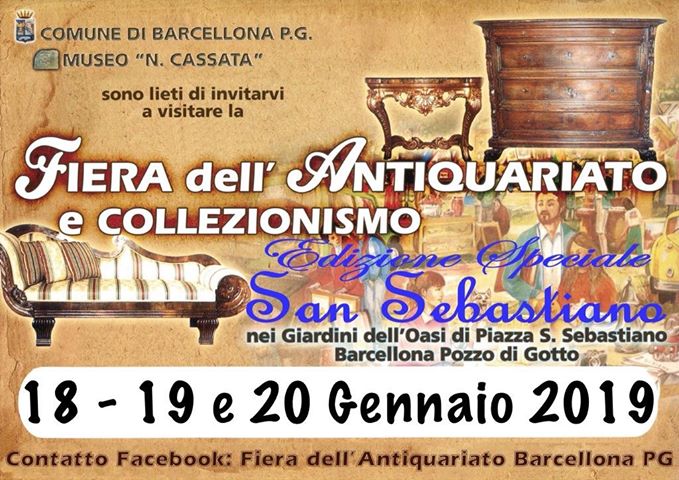 Barcellona PG. Fiera dell’antiquariato, collezionismo ed artigianato: edizione speciale San Sebastiano