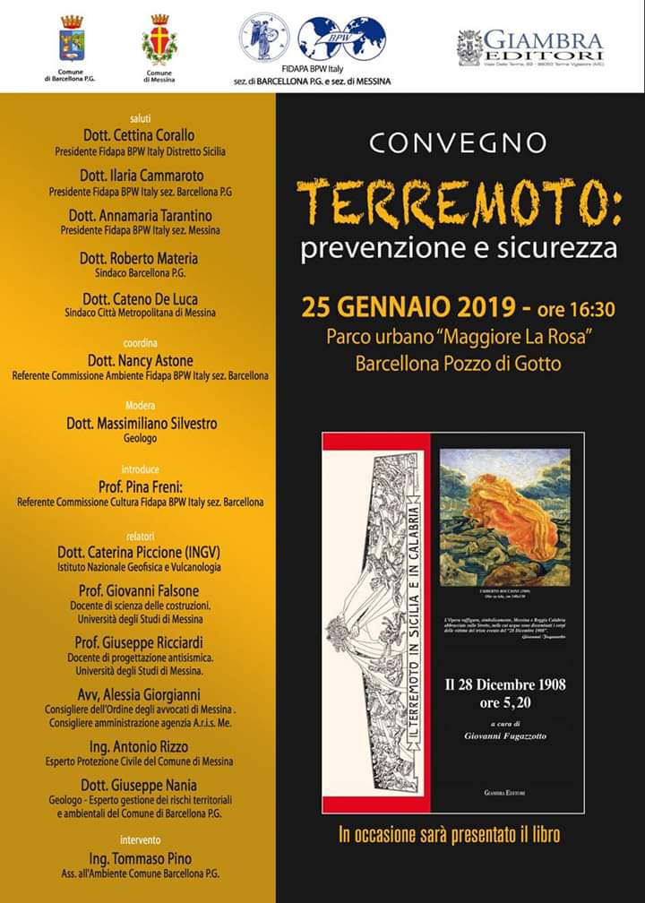 Barcellona PG. Il Convegno “Terremoto: prevenzione e sicurezza” al Parco Urbano