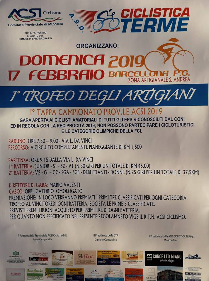 Barcellona PG. ‘1° Trofeo degli Artigiani’, tra passione per la bici e aggregazione