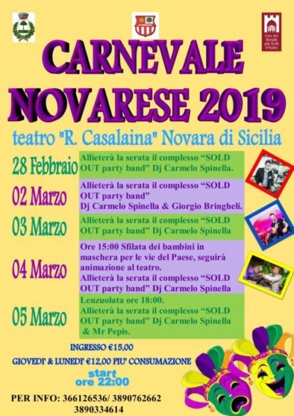 Novara di Sicilia. Al Teatro Casalaina, il Carnevale 2019 tra tradizione, musica e passione di una comunità in festa