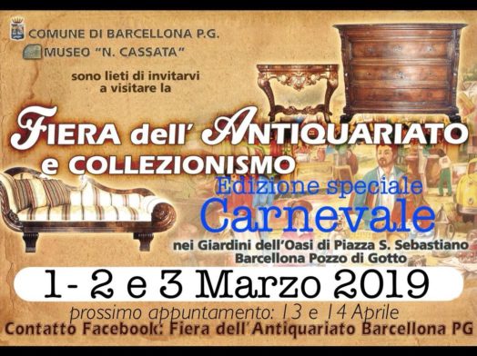 Barcellona PG. Ritorna per Carnevale la Fiera dell’Antiquariato, Collezionismo ed Artigianato