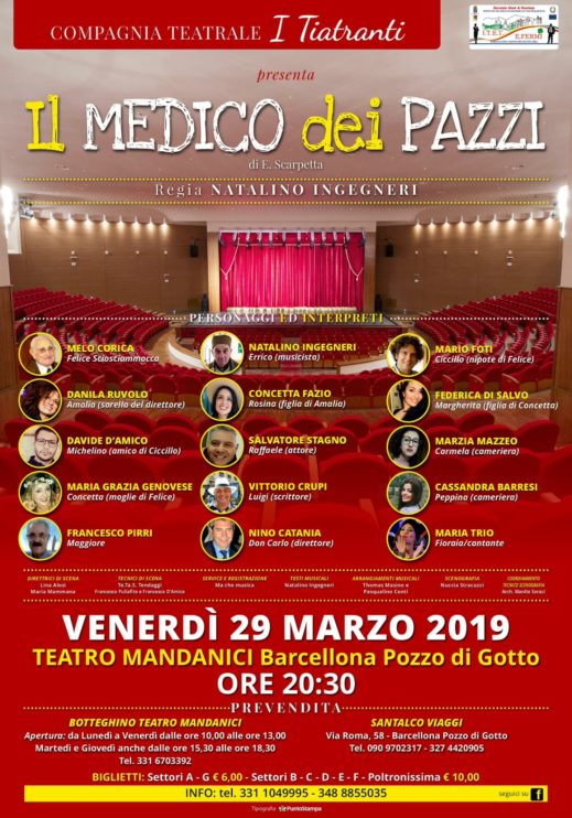 Al Teatro Mandanici, verso il sold-out “Il Medico dei Pazzi” dell’Associazione ‘I Tiatranti’