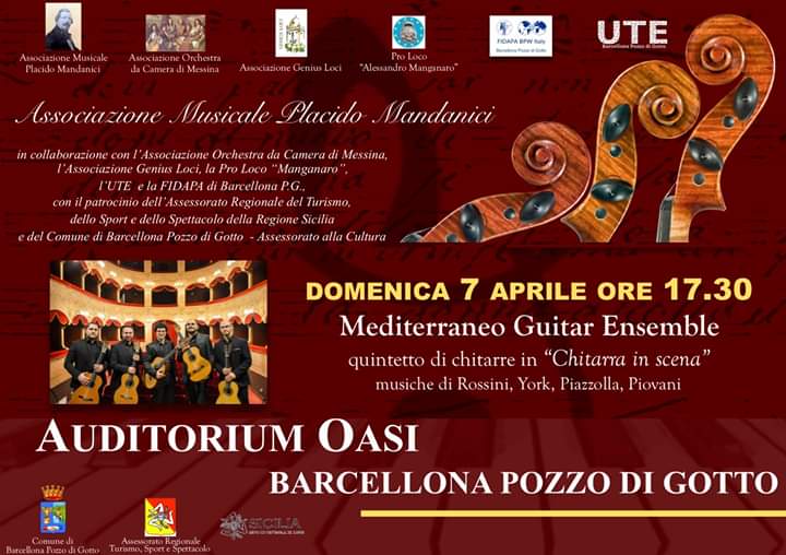 Barcellona PG. Il Concerto dei “Mediterraneo Guitar Ensemble” all’Auditorium Oasi