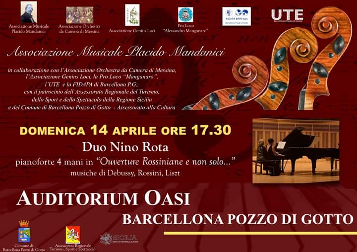 Barcellona PG. Il Concerto del “Duo Nino Rota” all’Auditorium Oasi 