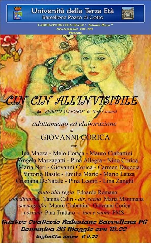 Barcellona PG. L’UTE presenta “Cin cin all’Invisibile” al Teatro dell’Oratorio Salesiano