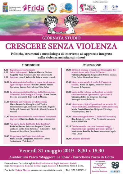 Barcellona PG. La Rete Nazionale Antiviolenza “Frida Onlus” e il Centro Antiviolenza organizza una giornata studio per parlare della violenza assistita sui minori