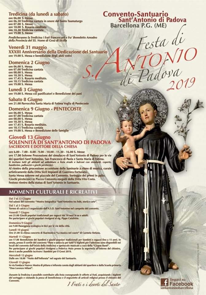 Barcellona PG. Il 13 giugno la Festa di Sant’Antonino, fra le più ‘sentite’ dal popolo barcellonese
