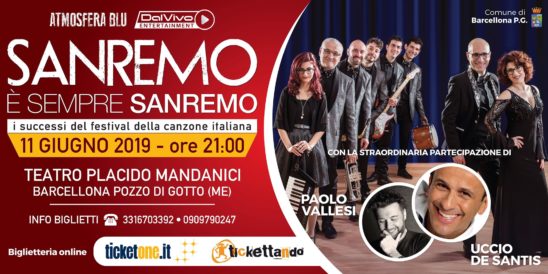Al Teatro Mandanici “Sanremo è sempre Sanremo”, il nuovo show degli Atmosfera Blu con Uccio De Santis e Paolo Vallesi