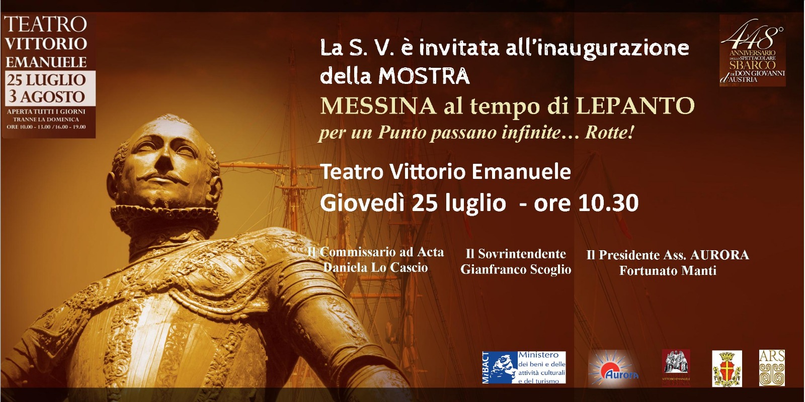 Al Vittorio Emanuele la mostra dal titolo “Messina nel Mediterraneo tra il XVI e XVII secolo.  Per un Punto passano infinite…. Rotte!”
