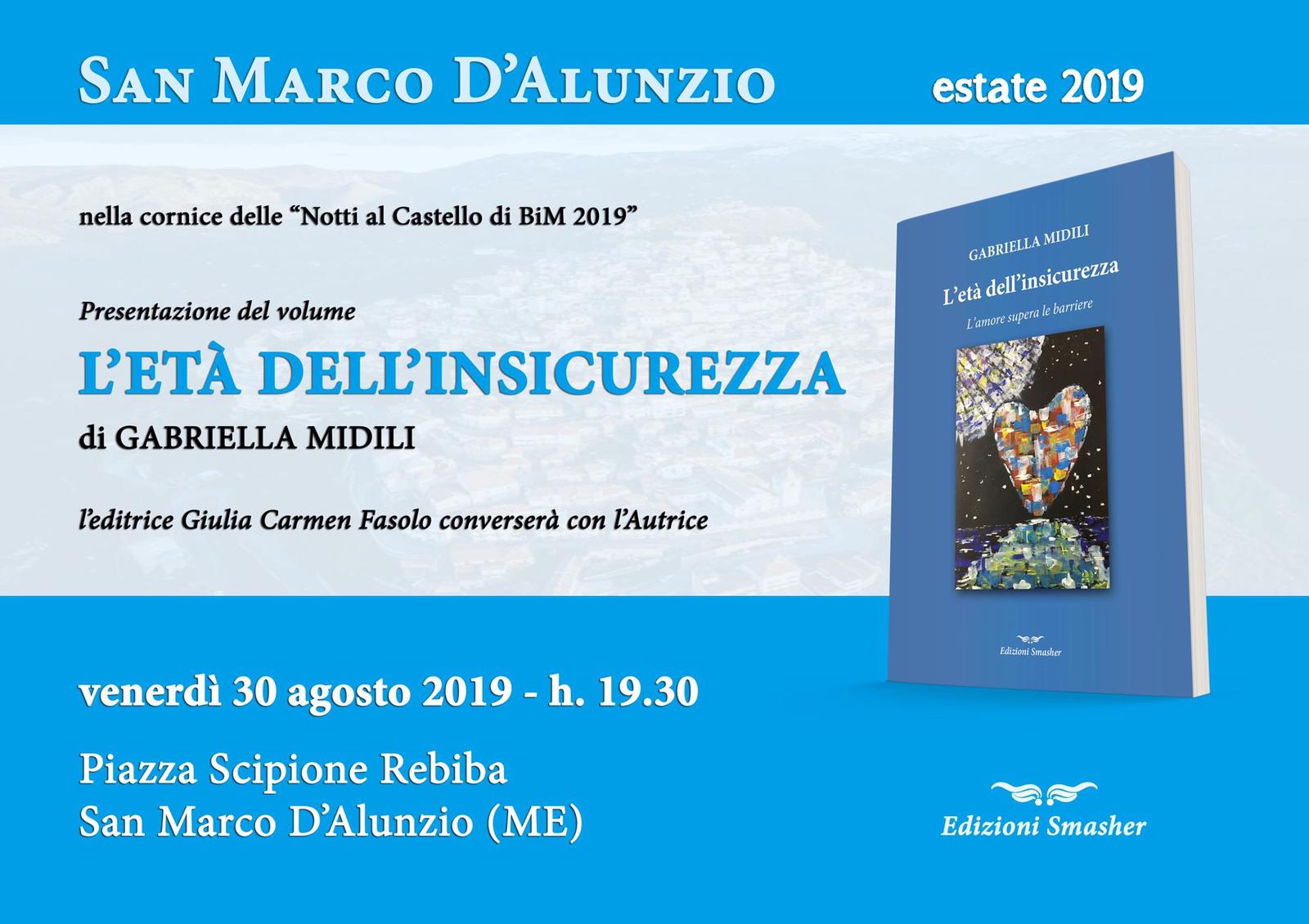 San Marco D’Alunzio. Gabriella Midili presenta “L’età dell’insicurezza” (Edizioni Smasher) 