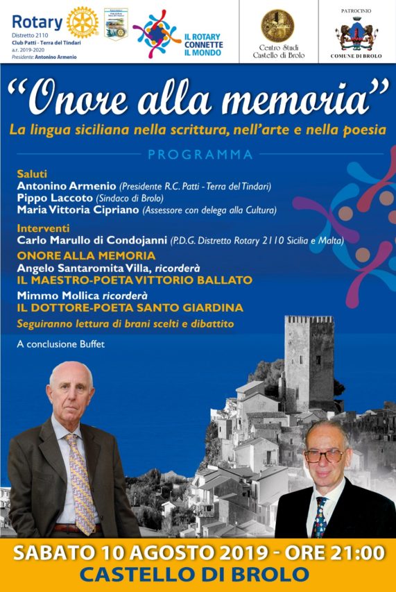 Brolo. “Onore alla Memoria”, omaggio del Rotary a due grandi poeti