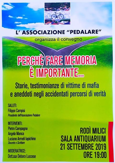 Rodì Milici. Incontro “Perché fare memoria è importante…”. Obiettivo: “Mantenere vivo ricordo delle vittime innocenti della mafia”